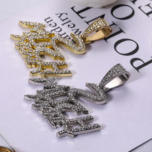 Zink Legierung Strass Anhänger, Zinklegierung, Alphabet-Buchstabe, plattiert, DIY & mit Strass, keine, 53x58mm, verkauft von PC