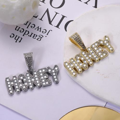 Zink Legierung Strass Anhänger, Zinklegierung, Alphabet-Buchstabe, plattiert, DIY & Micro pave Zirkonia & mit Strass, keine, 38x62mm, verkauft von PC