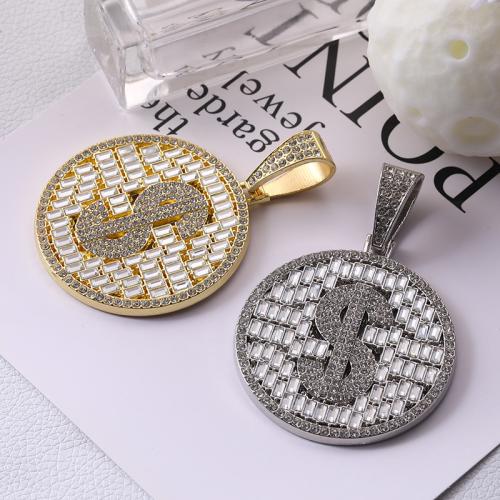 Zink Legierung Strass Anhänger, Zinklegierung, rund, plattiert, DIY & Micro pave Zirkonia & mit Strass, keine, 60x54mm, verkauft von PC