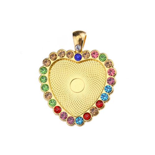 Pendantif en Alliage de zinc  , coeur, Placage, DIY & avec strass, plus de couleurs à choisir, 25mm, Vendu par PC