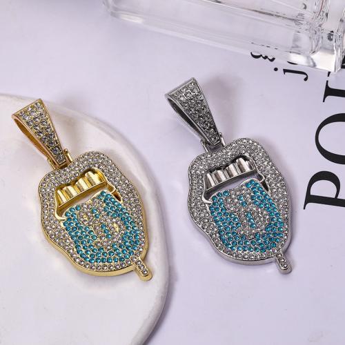 Zink Legierung Strass Anhänger, Zinklegierung, plattiert, DIY & mit Strass, keine, 51x32mm, verkauft von PC