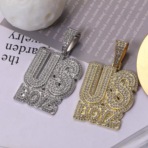 Zink Legierung Strass Anhänger, Zinklegierung, Alphabet-Buchstabe, plattiert, DIY & mit Strass, keine, 58x45mm, verkauft von PC