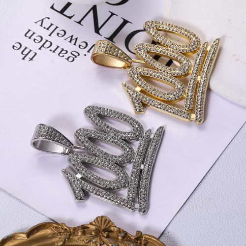 Zink Legierung Strass Anhänger, Zinklegierung, Alphabet-Buchstabe, plattiert, DIY & mit Strass, keine, 48x60mm, verkauft von PC