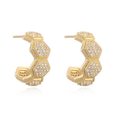 Befestiger Zirkonia Messing Ohrring, 18K vergoldet, verschiedene Stile für Wahl & Micro pave Zirkonia & für Frau, verkauft von Paar