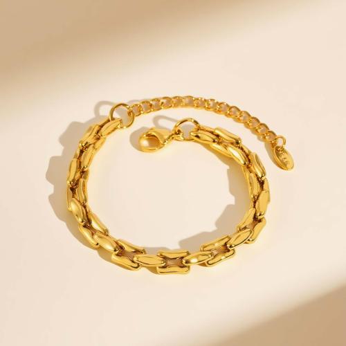 Bracelets en acier inoxydable, Acier inoxydable 304, Placage de couleur d'or, bijoux de mode & styles différents pour le choix & pour femme, Vendu par PC