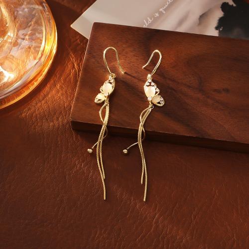 Befestiger Zirkonia Messing Ohrring, mit Katzenauge, vergoldet, Modeschmuck & Micro pave Zirkonia & für Frau, verkauft von Paar