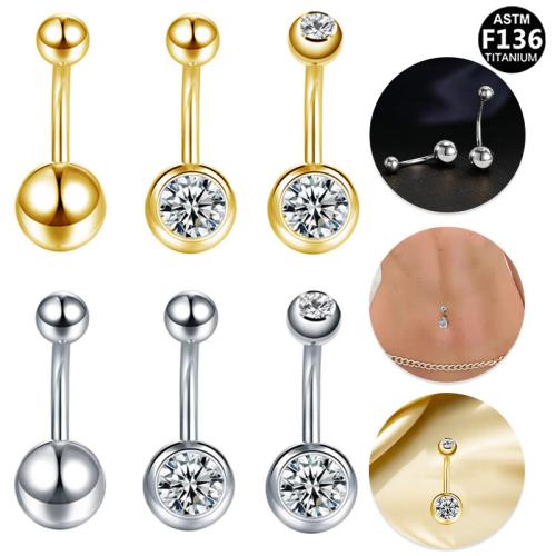 Titanium Alloy Belly Ring, with Zinc Alloy, plated, Unisex & with rhinestone 