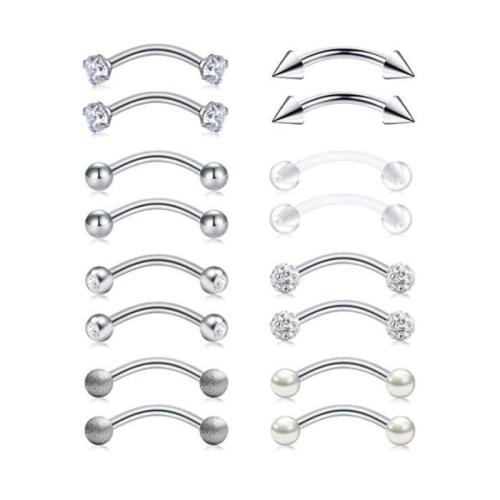Acier inoxydable 304 Bijoux Body Piercing Set, unisexe & styles différents pour le choix & pavé de micro zircon, 8mm, Vendu par fixé