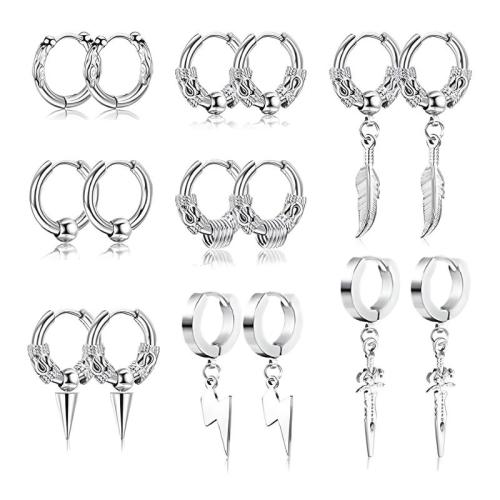 304 Stainless Steel Earring Set, plated, fashion jewelry & Unisex earring length 13-50mm 