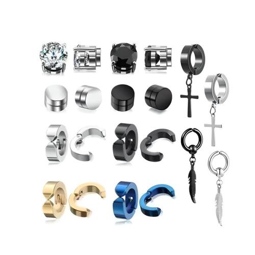 304 Stainless Steel Earring Set, plated, fashion jewelry & Unisex & with rhinestone, earring length 6-35mm 