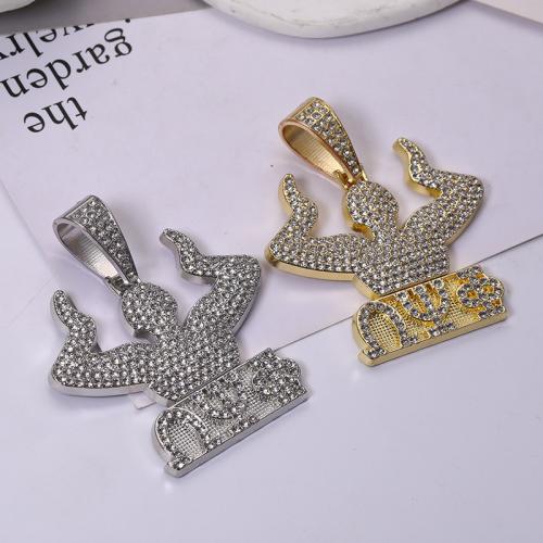 Zink Legierung Strass Anhänger, Zinklegierung, plattiert, DIY & mit Strass, keine, 53x59mm, verkauft von PC