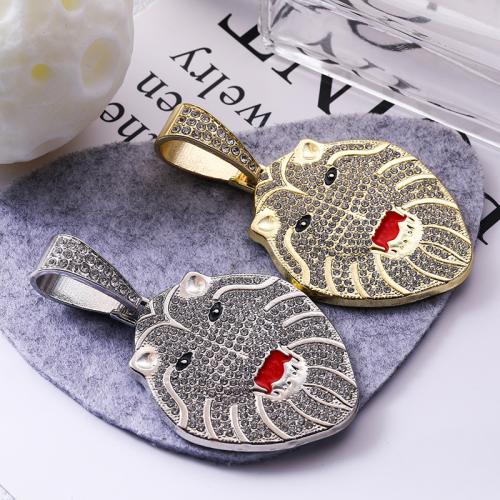 Zink Legierung Strass Anhänger, Zinklegierung, Löwe, plattiert, DIY & Emaille & mit Strass, keine, 55x44mm, verkauft von PC