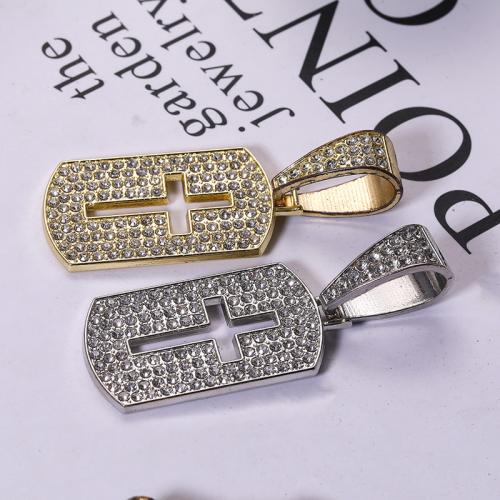 Zink Legierung Strass Anhänger, Zinklegierung, Kreuz, plattiert, DIY & mit Strass & hohl, keine, 56x25mm, verkauft von PC