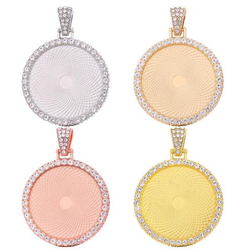 Pendantif en Alliage de zinc  , Rond, Placage, DIY & avec strass, plus de couleurs à choisir, Vendu par PC