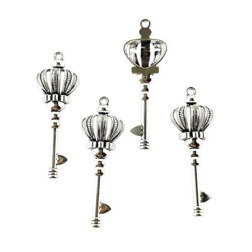 Colgantes de Aleación de Zinc en Forma Llave, chapado en color de plata, Bricolaje & hueco, plateado, 100PCs/Bolsa, Vendido por Bolsa