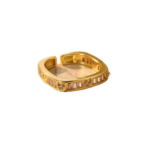 Anillo de dedo de cobre amarillo zirconia pavimenta Cubic, metal, chapado, diferentes estilos para la opción & micro arcilla de zirconia cúbica & para mujer, Vendido por UD