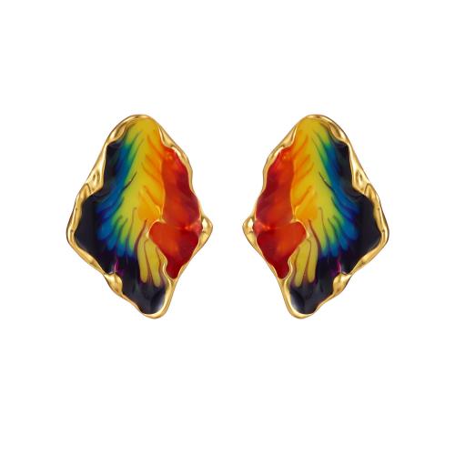 Латуни Стад Серьги, Латунь, Другое покрытие, разные стили для выбора & Женский & эмаль, Золотой, продается Пара