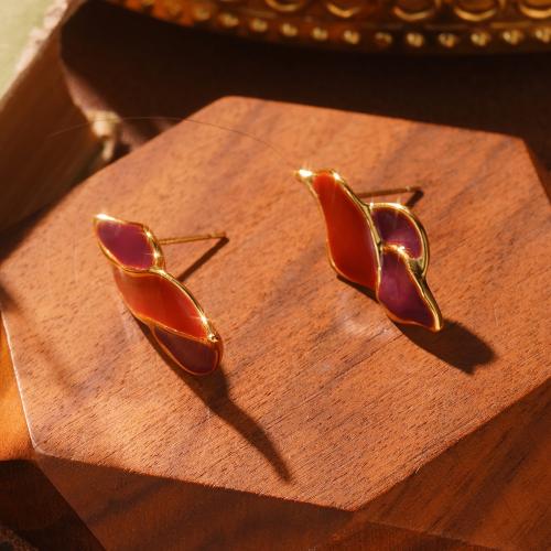Латунные серьги падение, Латунь, Другое покрытие, ювелирные изделия моды & Женский & эмаль, продается Пара