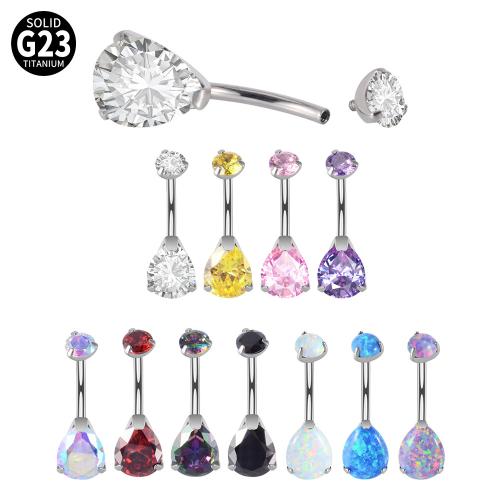 Titanium Alloy Belly Ring, with Opal, Teardrop, Unisex & with cubic zirconia 