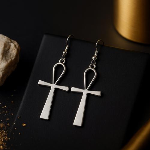 Zinc Alloy Drop Earring, Cross, gold color plated, fashion jewelry, silver color 