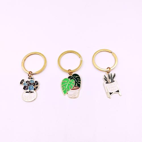 Enamel Zinc Alloy Key Chain, gold color plated, fashion jewelry 