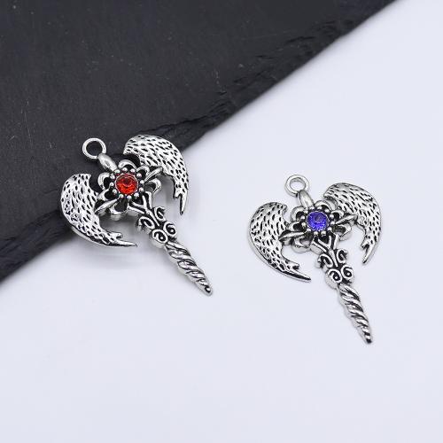 Zink Legierung Strass Anhänger, Zinklegierung, Kreuz, goldfarben plattiert, DIY & mit Strass, keine, verkauft von PC