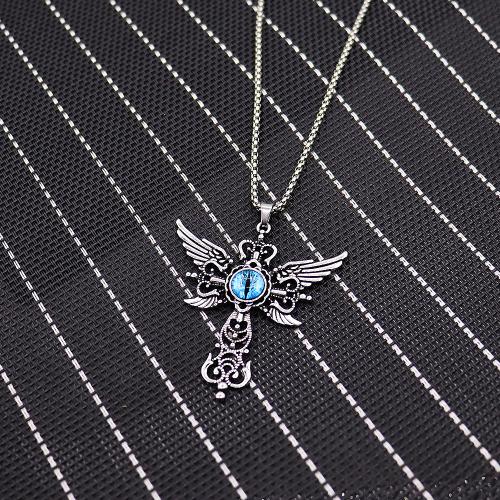 Chaîne en alliage de zinc de fer Collier Pull, avec verre, croix, Placage de couleur d'or, bijoux de mode, plus de couleurs à choisir, Vendu par PC