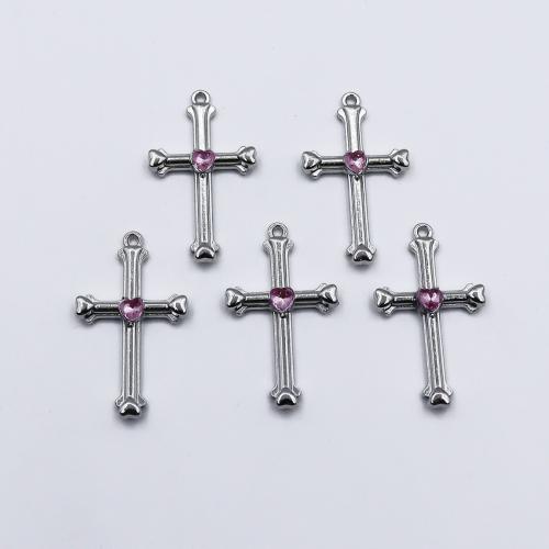 Colgantes de Aleación de Zinc en Forma Cruces, chapado en color dorado, Bricolaje & con diamantes de imitación, más colores para la opción, Vendido por UD