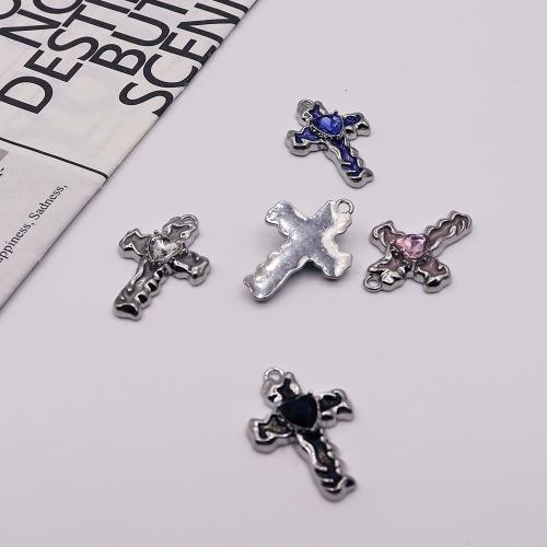 Colgantes de Aleación de Zinc en Forma Cruces, chapado en color dorado, Bricolaje & esmalte & con diamantes de imitación, más colores para la opción, Vendido por UD