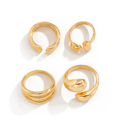 Zinc Alloy Ring Set, plated, 4 pieces & for woman & hollow 