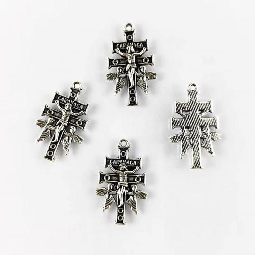 Bijoux pendentifs en Zinc alliage , alliage de zinc, croix, Placage de couleur argentée, DIY, argent Vendu par sac