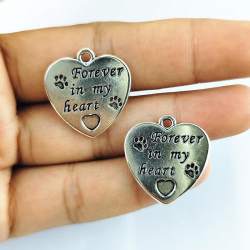 Colgantes de Aleación de Zinc en Forma de Corazón, chapado en color de plata, Bricolaje, plateado, 100PCs/Bolsa, Vendido por Bolsa