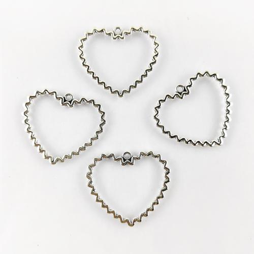 Colgantes de Aleación de Zinc en Forma de Corazón, chapado en color de plata, Bricolaje & hueco, plateado, 100PCs/Bolsa, Vendido por Bolsa