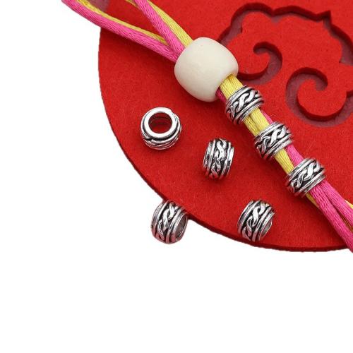 Perles de gros trou en alliage de zinc, Placage de couleur argentée, DIY Vendu par sac