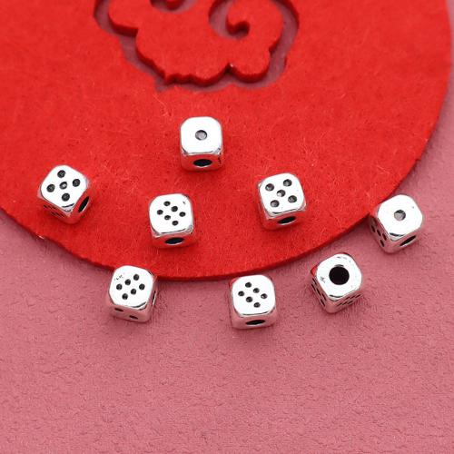 Perles intercalaires en alliage de zinc, cubesdé à jouer, Placage de couleur argentée, DIY Diamètre inté Environ 3mm Vendu par sac[