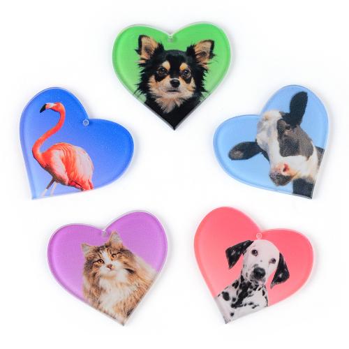 Acrylic Jewelry Pendant, Heart, printing, DIY 