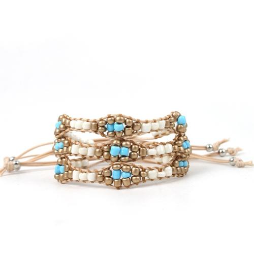 Glas Samen Armbänder, Seedbead, mit Wachsschnur, Modeschmuck, gemischte Farben, 12mm, Länge:23 cm, verkauft von PC