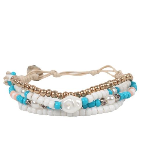 Glas Samen Armbänder, Seedbead, mit Wachsschnur & Kunststoff Perlen, Modeschmuck, gemischte Farben, 18mm, Länge:23.5 cm, verkauft von PC