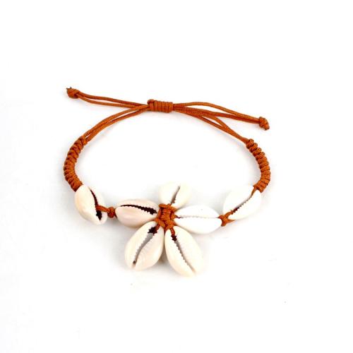Natural White Shell Bracelet, with Polyester Cord, fashion jewelry, mixed colors, 40mm cm 