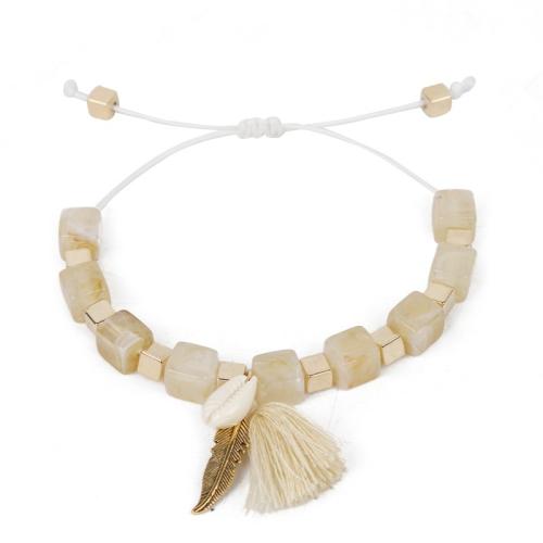 Mixed Material Bracelets, Acrylic, with Wax Cord & Shell & Copper Coated Plastic & Zinc Alloy, fashion jewelry 8mm cm 