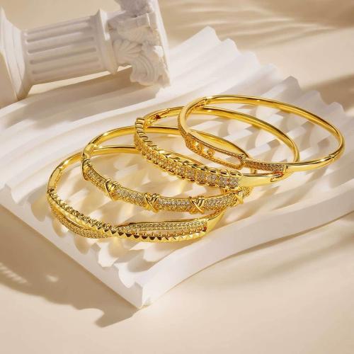 キュービックジルコニアマイクロパヴェブラスブレスレット, 銅, メッキ, 異なるスタイルを選択 & マイクロパヴェジルコニア & 女性用, 金色, 売り手 パソコン