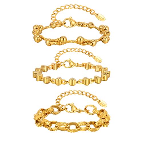 Bracelets en acier inoxydable, Acier inoxydable 304, Placage, bijoux de mode & styles différents pour le choix & pour femme, doré, Vendu par PC