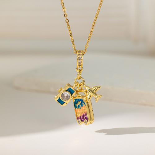 真鍮キュービックジルコニア ネックレス, 304ステンレススチール, とともに キュービックジルコニア, メッキ, 異なるスタイルを選択 & 女性用 & エナメル, 売り手 パソコン