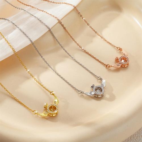 Titanium Steel Jewelry Necklace, with Brass, plated, fashion jewelry & for woman & with rhinestone [