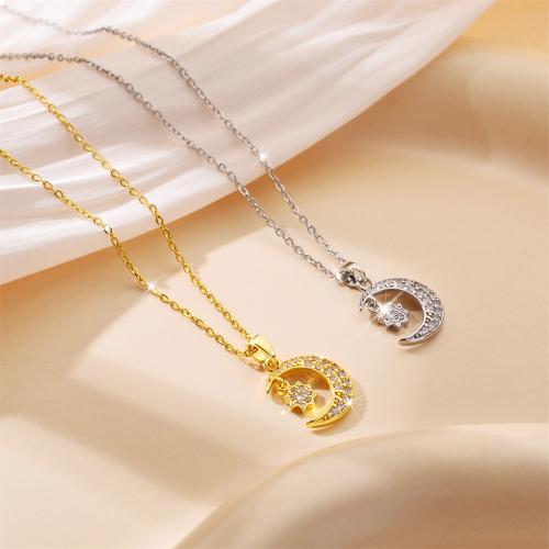 Titanium Steel Jewelry Necklace, with Gemstone, plated, fashion jewelry & for woman [