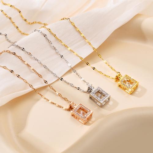 Titanium Steel Jewelry Necklace, Perfume Bottle, plated, fashion jewelry & micro pave cubic zirconia & for woman [