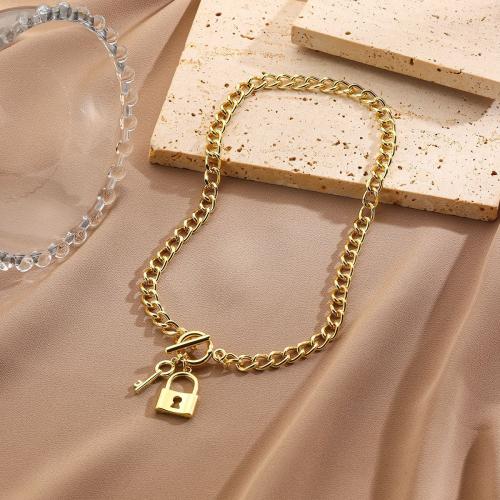 Zinc Alloy Necklace, plated & for woman, golden 
