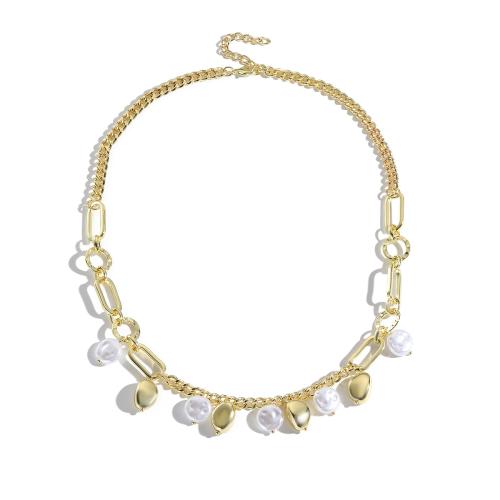 Collier de perles en plastique, fer, avec perle de plastique & alliage de zinc, Placage, bijoux de mode & styles différents pour le choix & pour femme, Vendu par PC