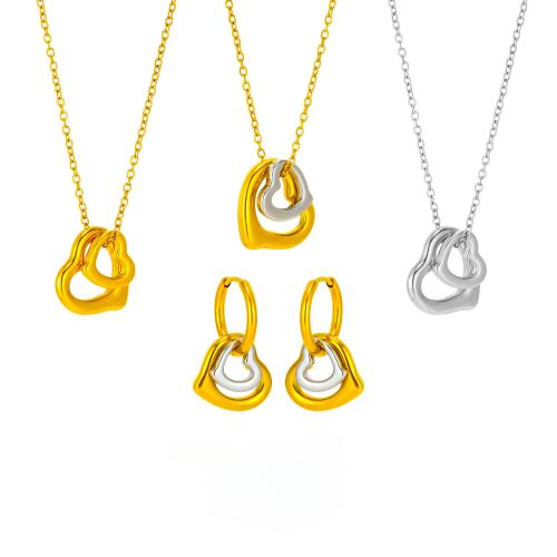 Parures de bijoux en acier inoxydable, Acier inoxydable 304, coeur, Placage ionique sous vide, bijoux de mode & styles différents pour le choix & pour femme, Vendu par PC