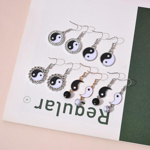 Zinklegierung Tropfen Ohrring, mit Türkis, plattiert, verschiedene Stile für Wahl & für Frau & Emaille, earring length 40-50mm, verkauft von Paar